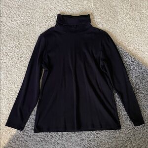 Denim&Co Black Long Sleeve Turtleneck Top QVC Black Long Sleeve Shirt